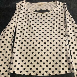 Forever 21 Black and White Polka Dot Long Sleeve Top